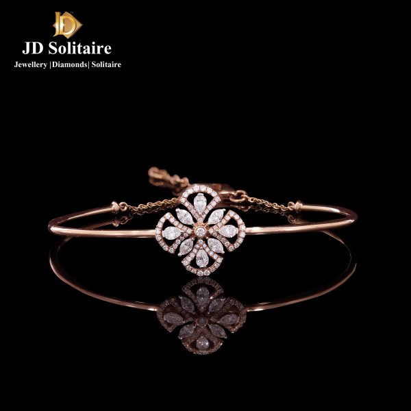 Marquise & pear cut solitaire with small diamond rose gold bracelet