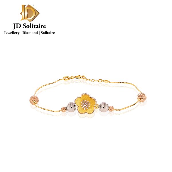 Flower Design Charms Gold Bracelet